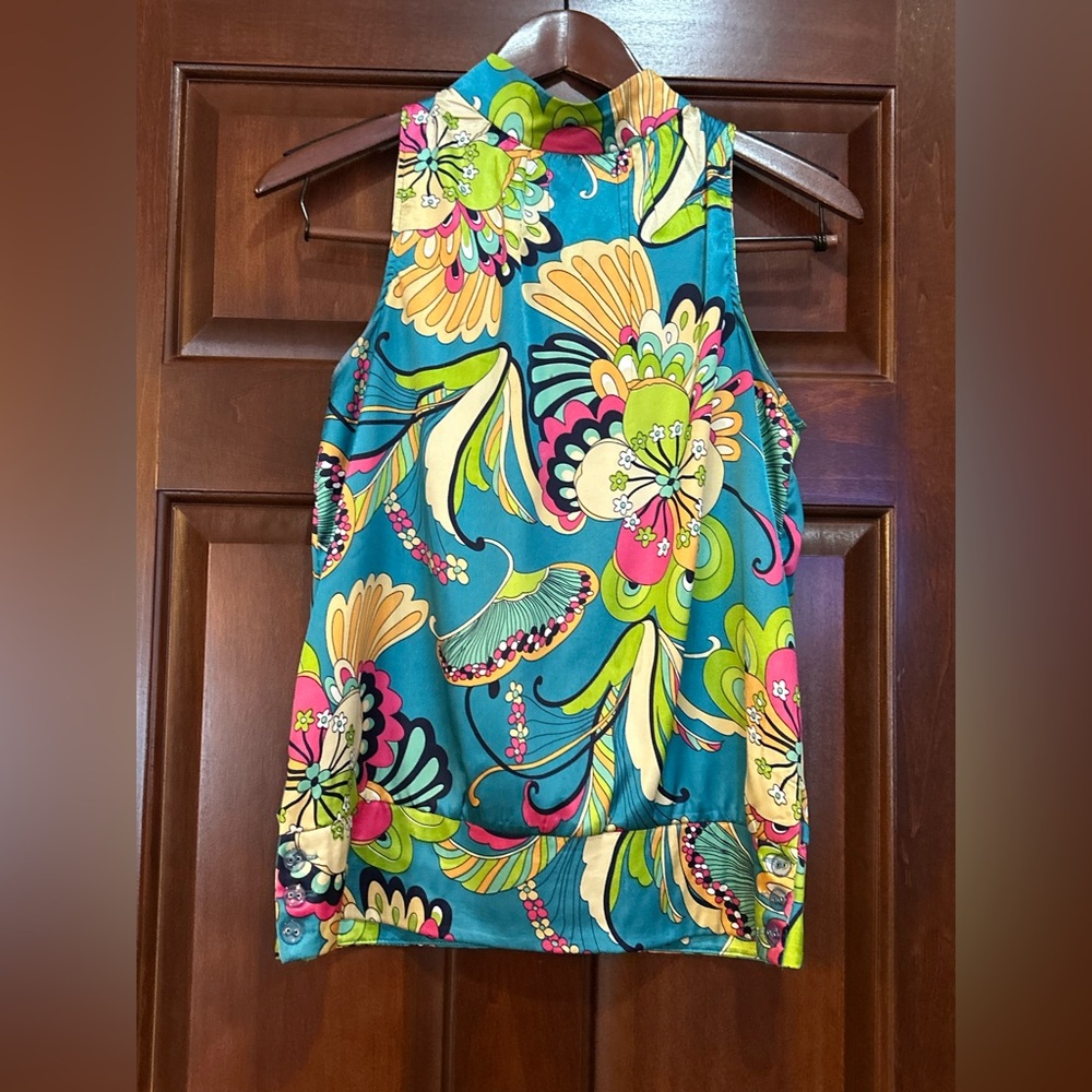 Y2K Body Central Psychedelic Floral High Neck Top Size S